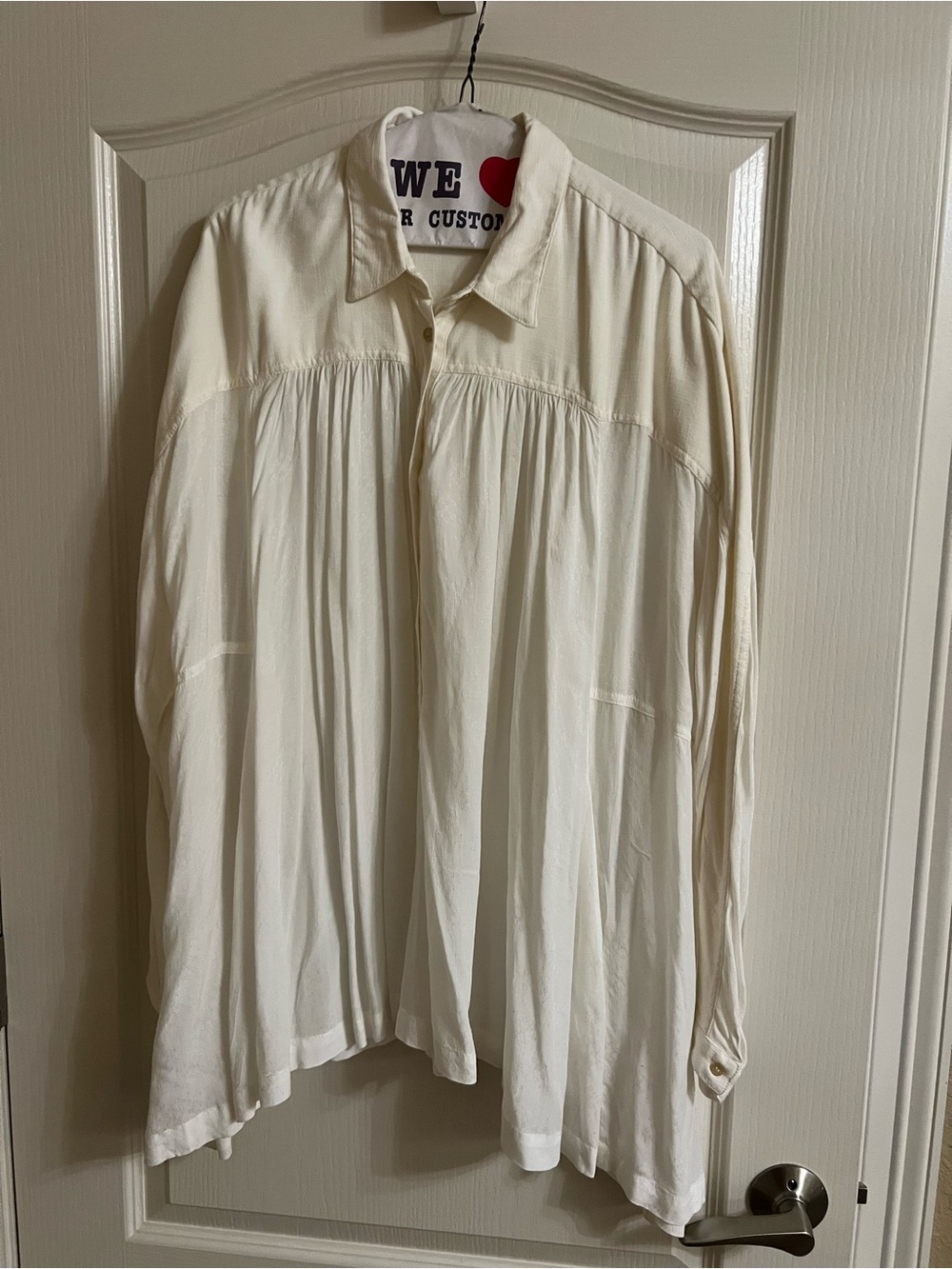 Free People Soft Cream Gathered Button-Down Shirt